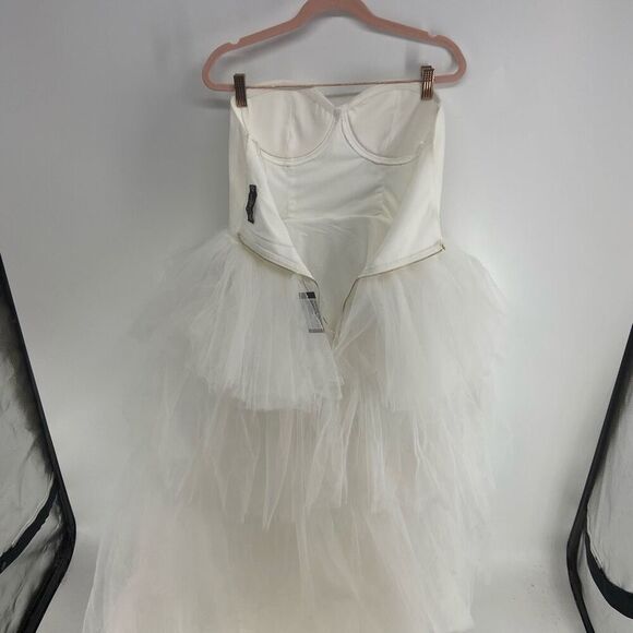 Blithe LA Women's White Tube Ruffle Gown Maxi Dress Size Medium - Picture 4 of 9